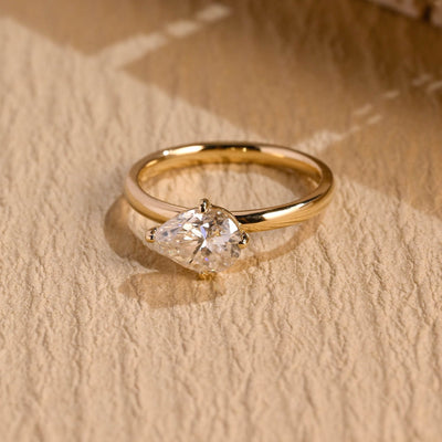 1.50 CT Pear Diamond East West Solitaire Engagement Ring