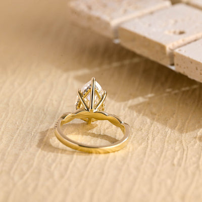 3.0CT Pear Cut Hidden Halo Moissanite Engagement Ring