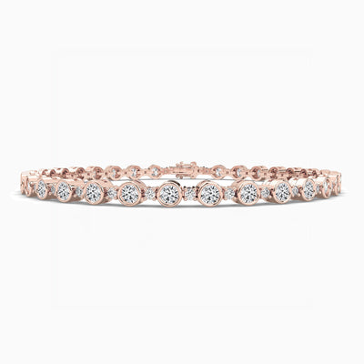 Bezel Set Round Cut Moissanite Diamond Tennis Bracelet For Women