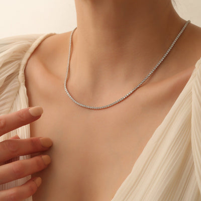 Round Cut Diamond Moissanite Tennis Necklace for Women