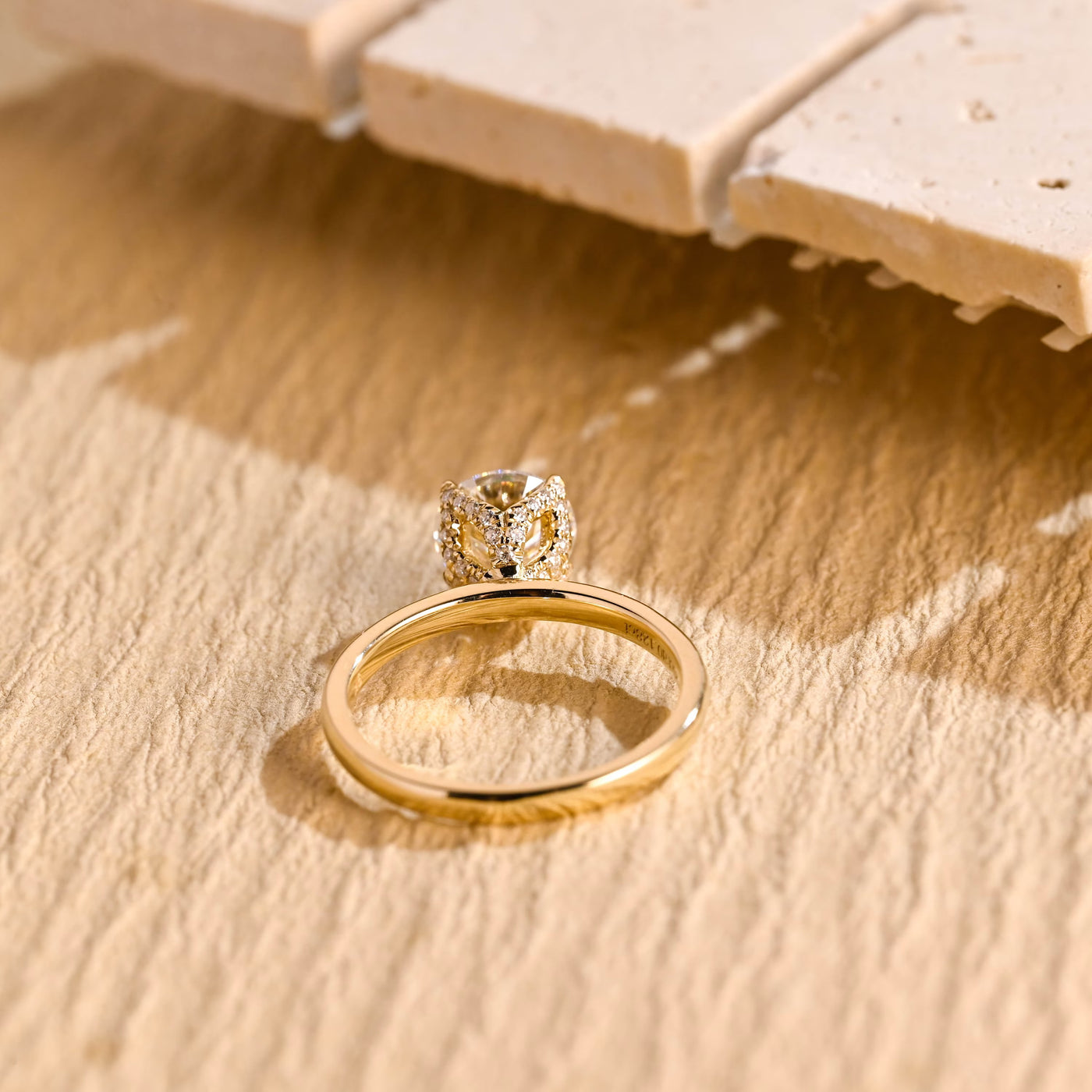 1.0 CT Round Diamond Hidden Diamond Moissanite Engagement Ring