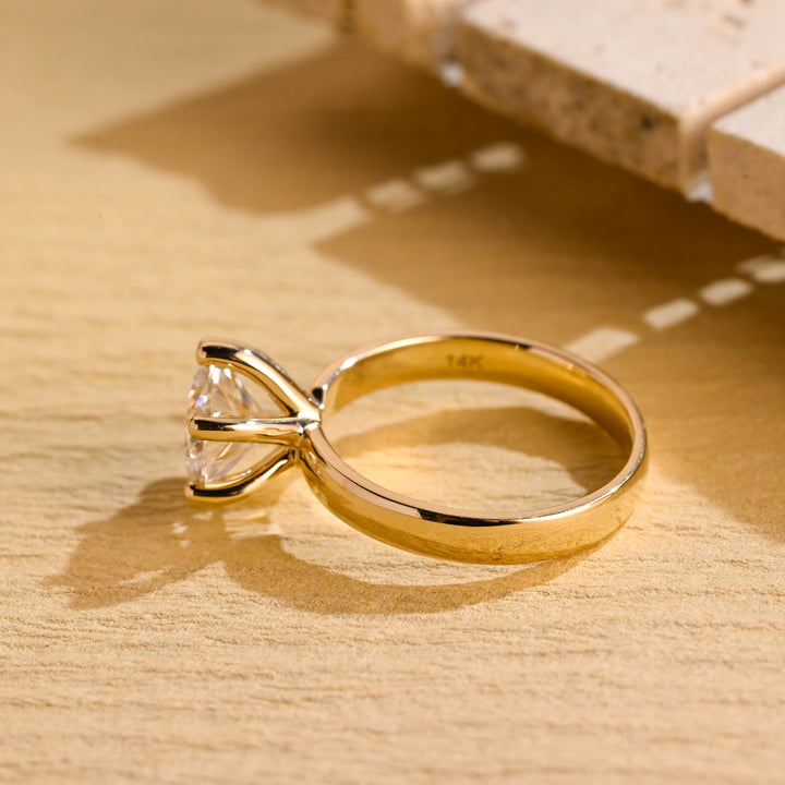 1.0 CT Round Brilliant Diamond Wide Band Moissanite Engagement Ring