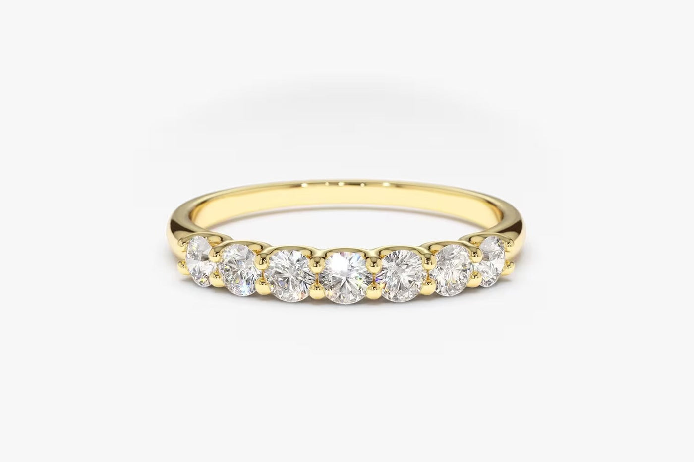Round Cut Shared Prongs Diamond Band for Women