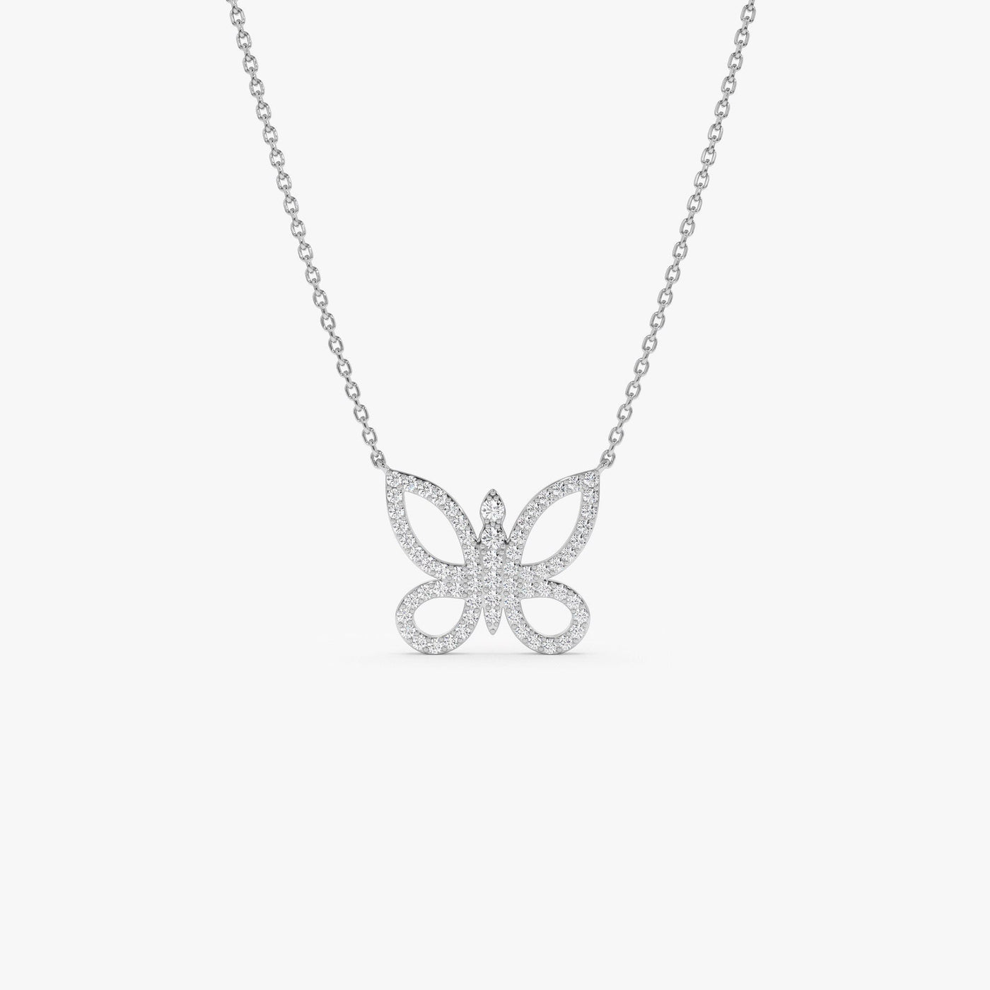 Round Cut Diamond Gold Butterfly Necklace for Women
