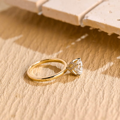 1.0 CT Round Diamond Hidden Diamond Moissanite Engagement Ring