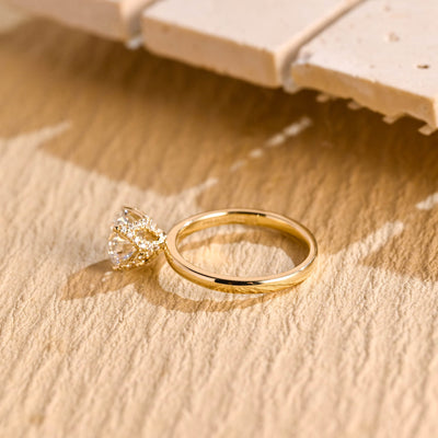 1.0 CT Round Diamond Hidden Diamond Moissanite Engagement Ring