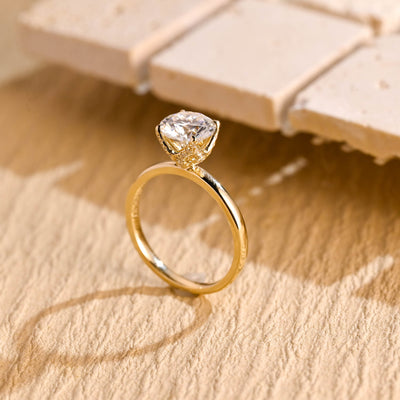 1.0 CT Round Diamond Hidden Diamond Moissanite Engagement Ring