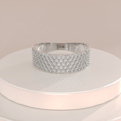 Round Cut Diamond Pave Thick Ring Gift for Her