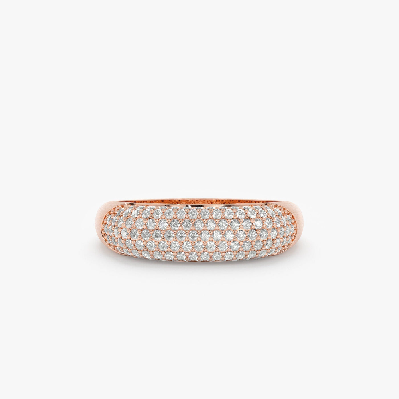 Round Cut Diamond Brushed Solid Gold Cigar Band Women