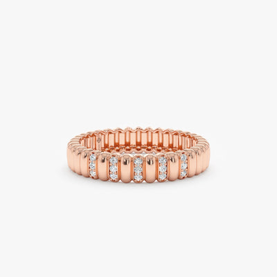 Round Cut Diamond Half Eternity Unique Wedding Ring for Her