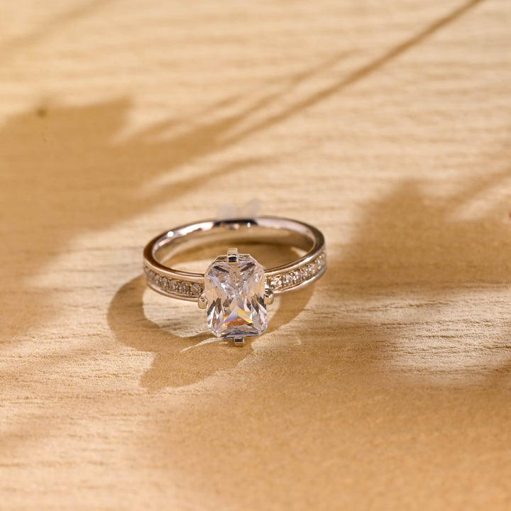 1.0CT Radiant Cut Channel Setting Moissanite Engagement Ring