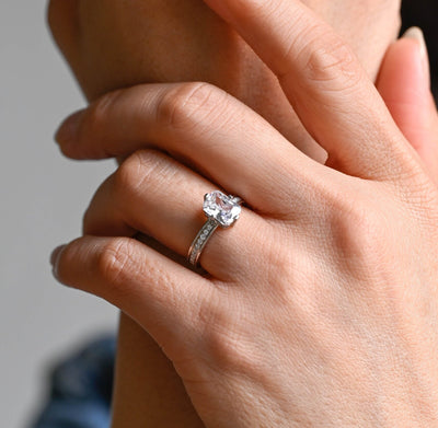 1.0CT Radiant Cut Channel Setting Moissanite Engagement Ring