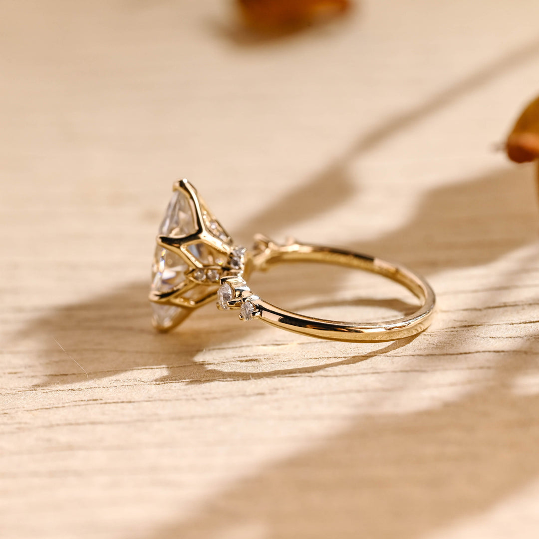 3.0CT Marquise Cut Cluster Diamond Moissanite Engagement Ring