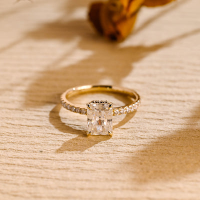 1.50CT Radiant Cut Hidden Halo Moissanite Engagement Ring