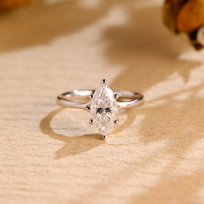 1.50CT Marquise Cut Solitaire Moissanite Engagement Ring