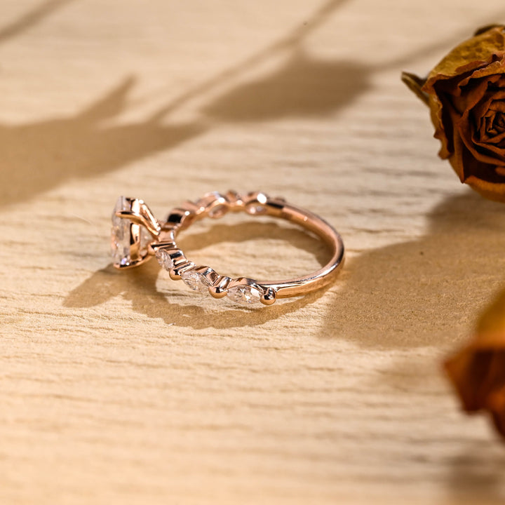 0.50CT Pear Diamond Pave Setting Moissanite Engagement Ring