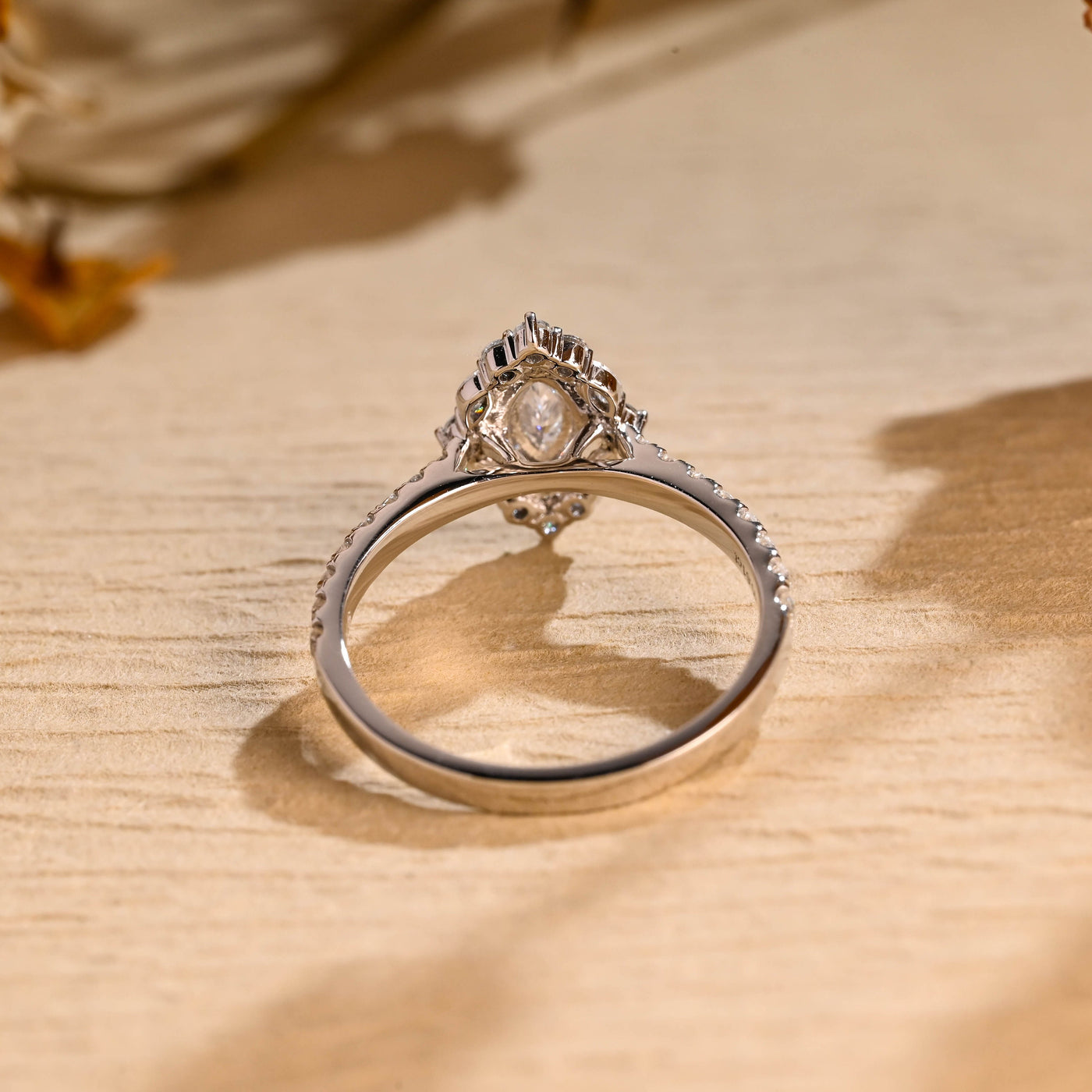 0.50CT Marquise Cut Halo Cluster Moissanite Engagement Ring