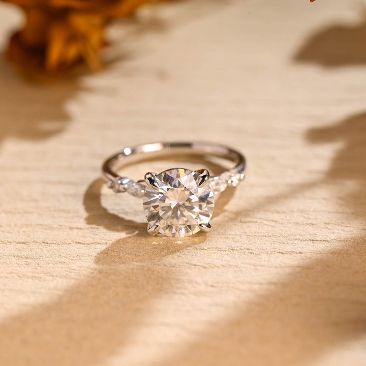 2.0 CT Round Brilliant Cluster Diamond Moissanite Engagement Ring