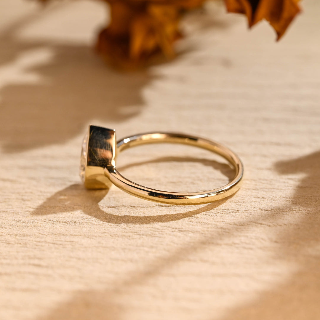 1.50CT Pear Diamond Bezel Solitaire Moissanite Engagement Ring