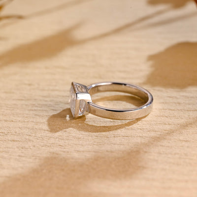 1.50CT East West Emerald Diamond Solitaire Moissanite Engagement Ring