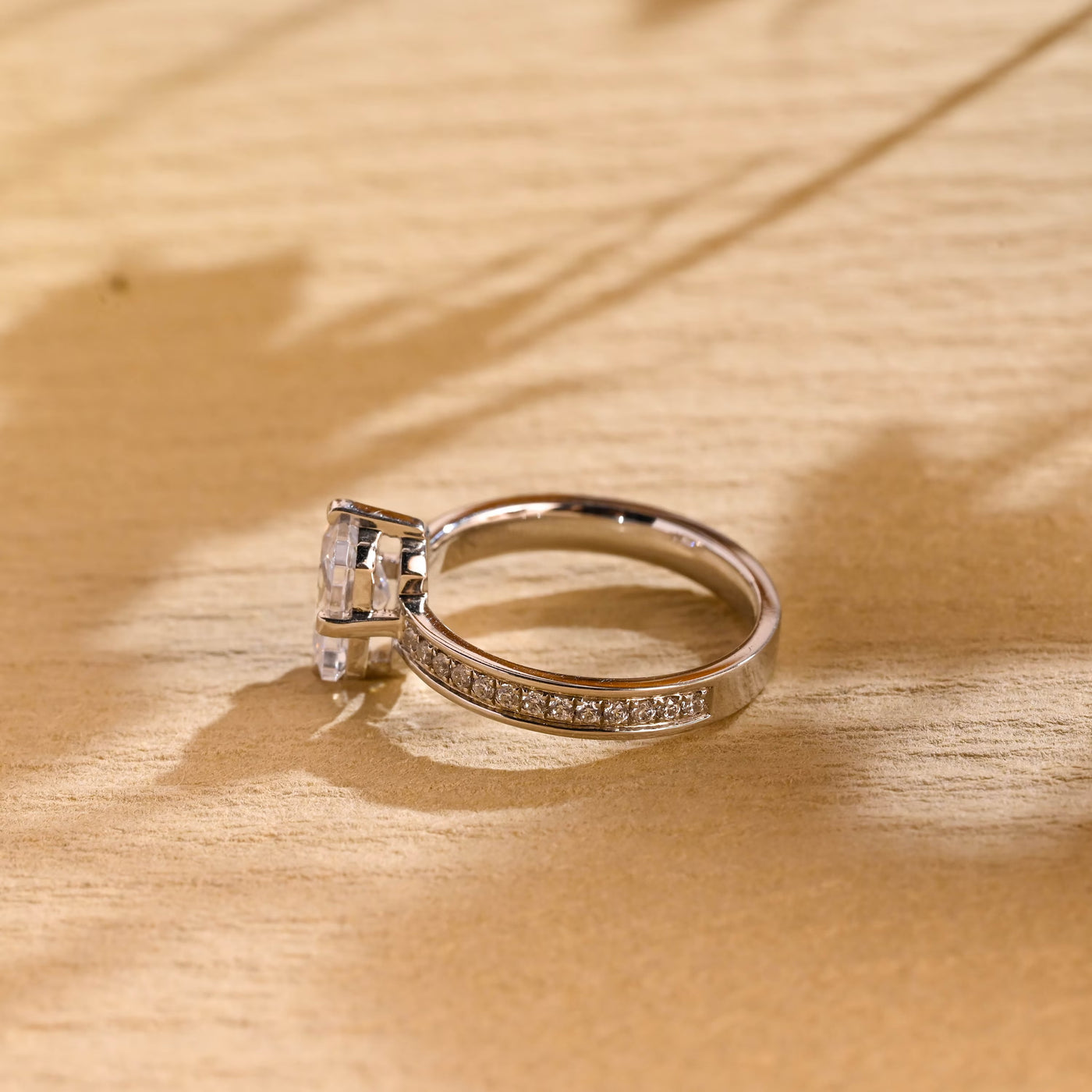 1.0CT Radiant Cut Channel Setting Moissanite Engagement Ring