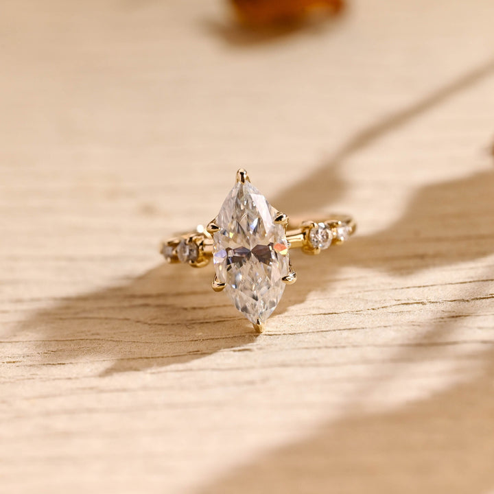 3.0CT Marquise Cut Cluster Diamond Moissanite Engagement Ring