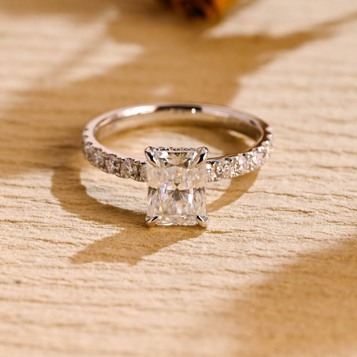 1.50CT Radaint Cut Pave Setting Moissanite Engagement Ring