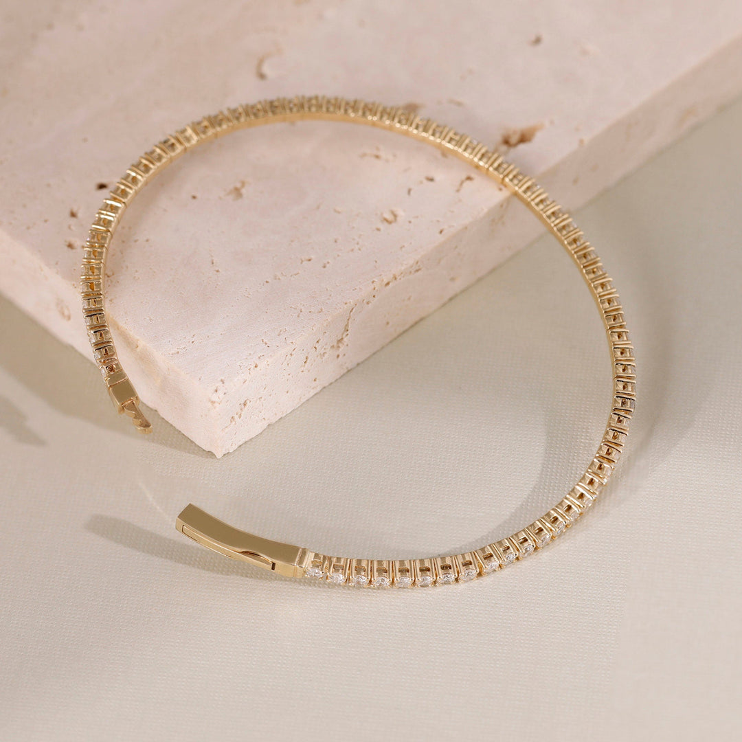 Round Cut Diamond Tennis Bangle Bracelet for Halloween Gift