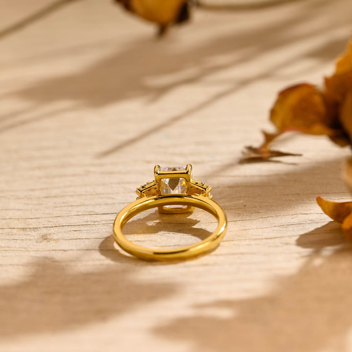 1.50CT Emerald Diamond Cluster Moissanite Engagement RIng