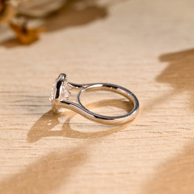 3.0 CT Round Cut Bezel Setting Solitaire Moissanite Engagement Ring