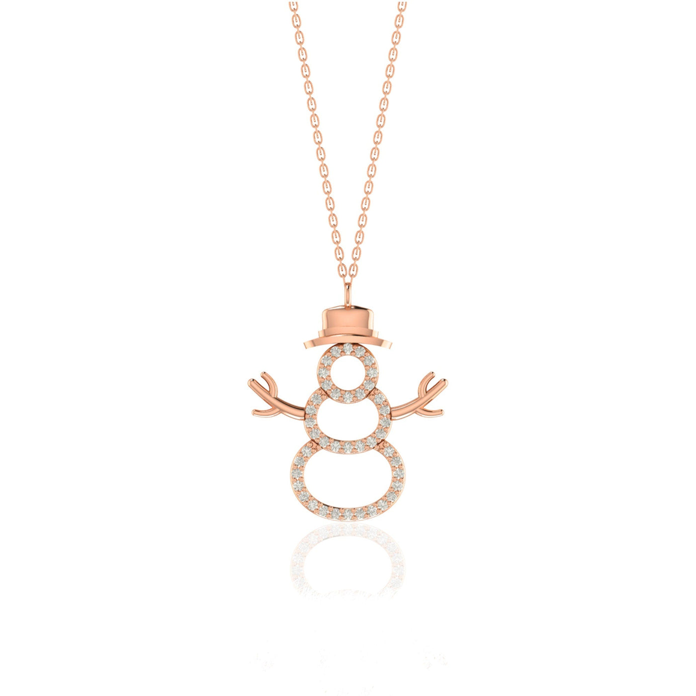 Round Cut Diamond Snowman Pendant Necklace for Her
