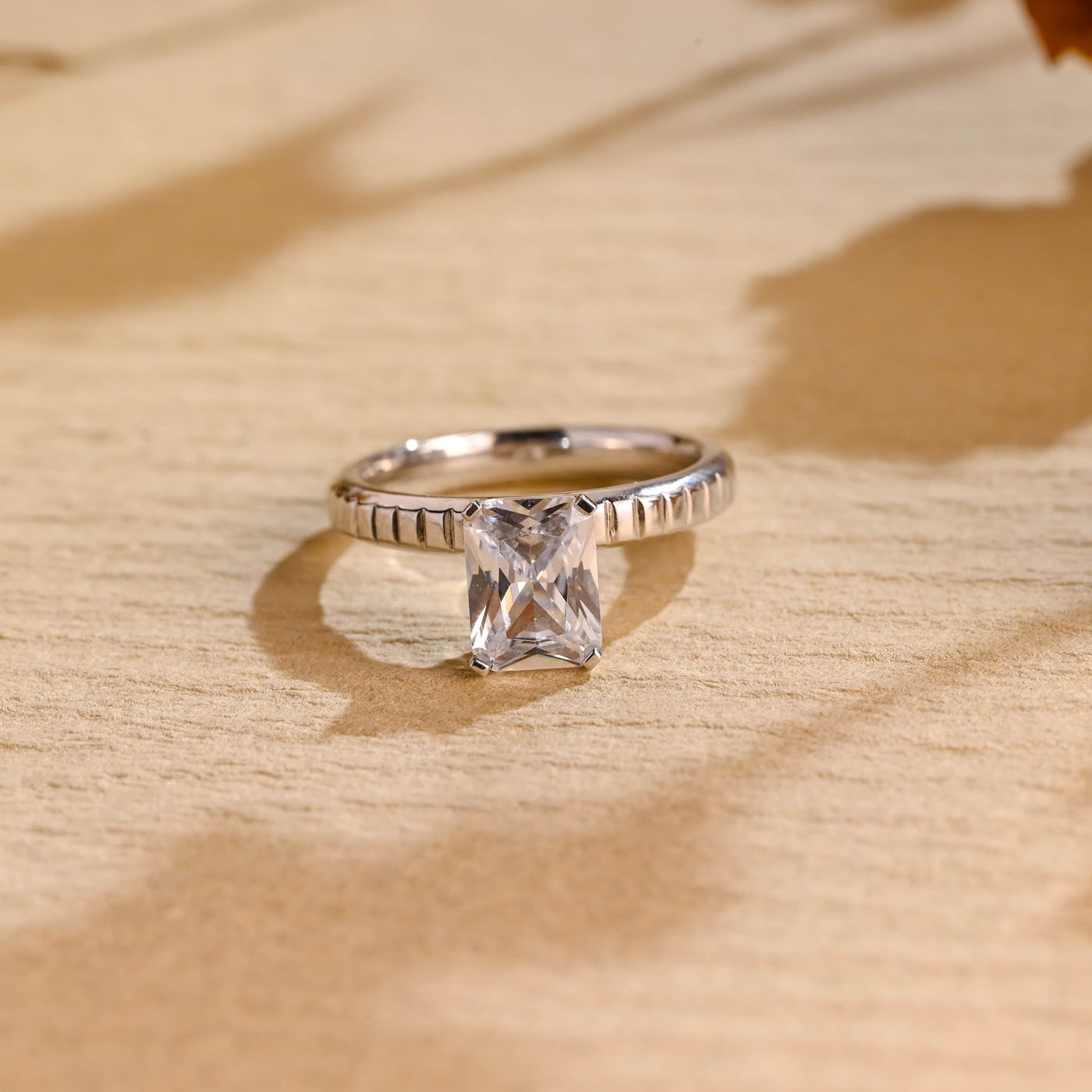 1.0CT Radiant Cut Vintage Solitaire Moissanite Engagement Ring