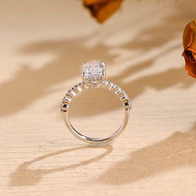 1.50CT Emerald Cut Pave Setting Moissanite Engagement Ring