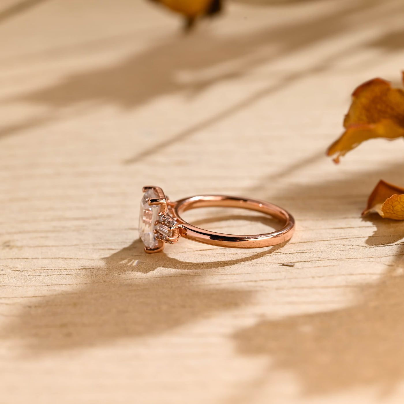 1.50CT Emerald Diamond Cluster Moissanite Engagement RIng