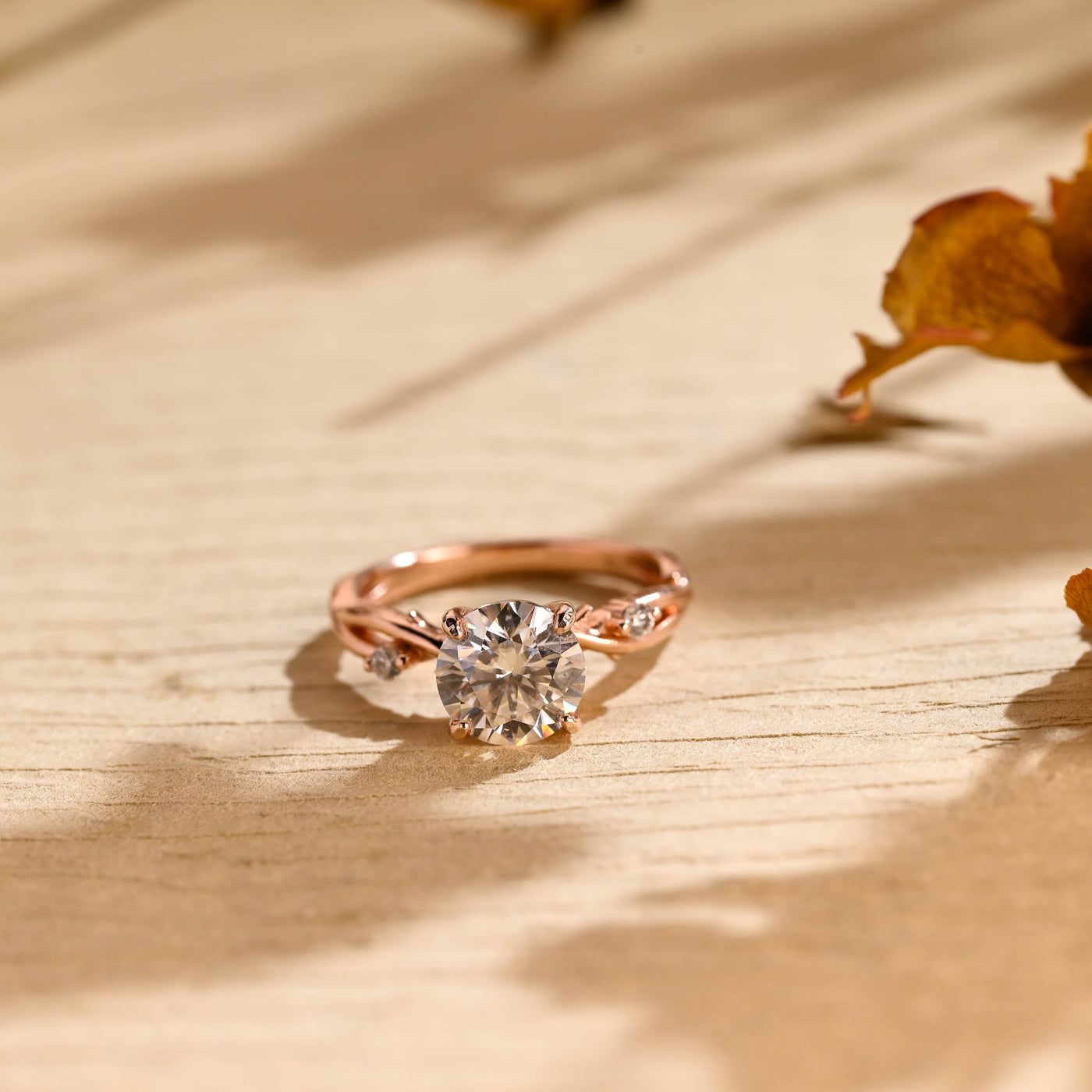 1.0 CT Round Brilliant Nature Inspired Moissanite Engagement Ring