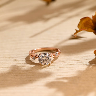 1.0 CT Round Brilliant Nature Inspired Moissanite Engagement Ring