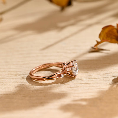 1.0 CT Round Brilliant Nature Inspired Moissanite Engagement Ring