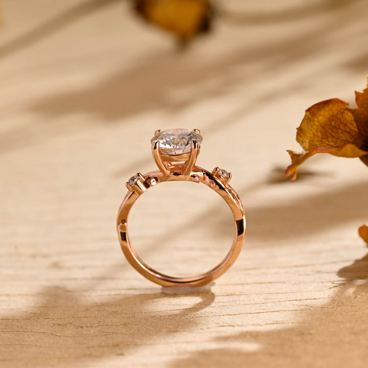 1.0 CT Round Brilliant Nature Inspired Moissanite Engagement Ring