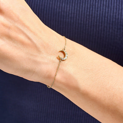 Round Cut Diamond Moon Bracelet For Women