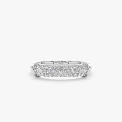 Round Cut Diamond Moissanite Paved Dome Wedding Ring in 14K Gold