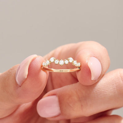 Round Cut Diamond Half Eternity Stackable Wedding Ring for Women