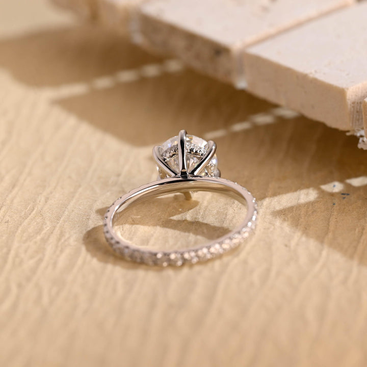 1.50 CT Round Brilliant Pave Setting Moissanite Engagement Ring