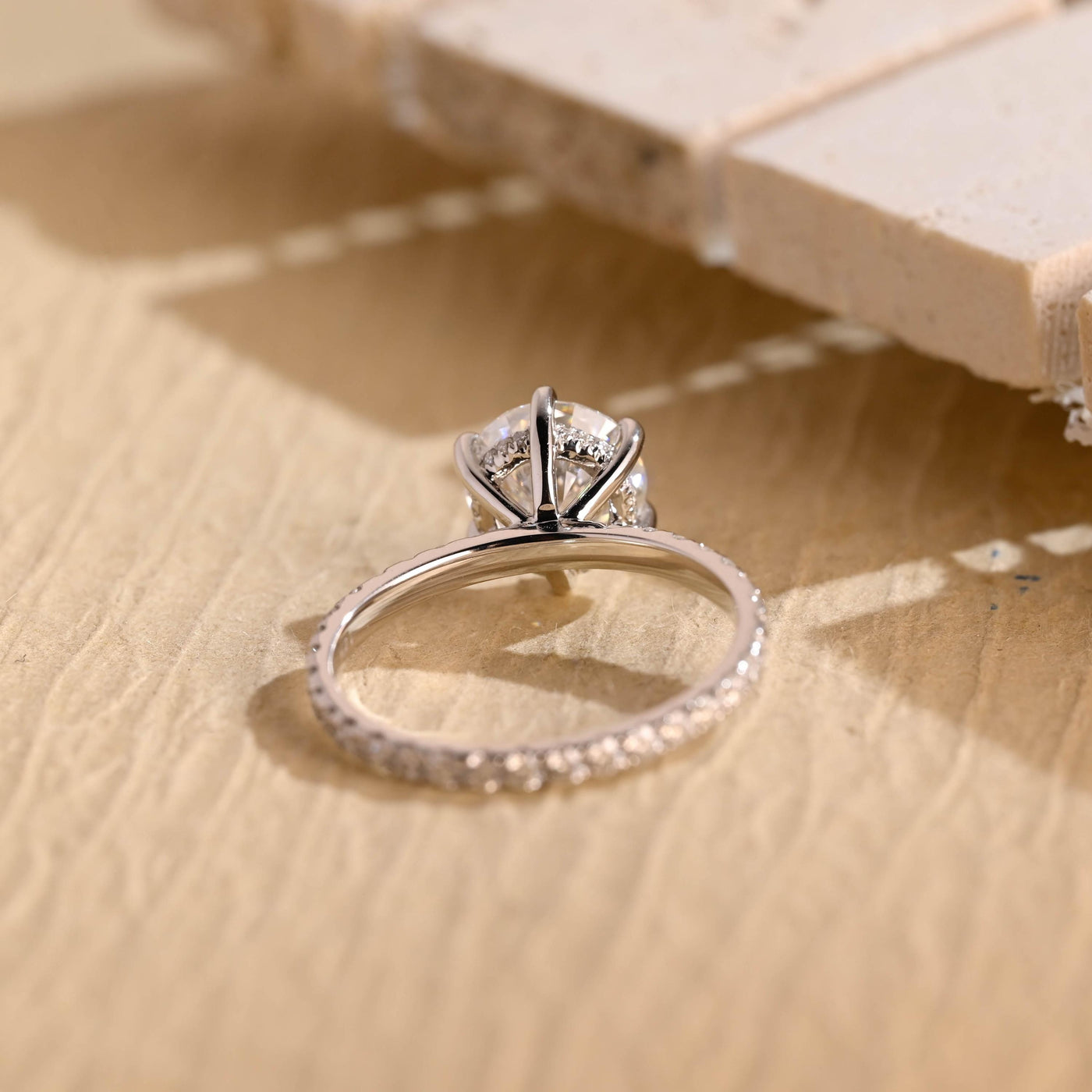 1.50 CT Round Brilliant Pave Setting Moissanite Engagement Ring