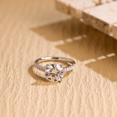 1.0CT Round Brilliant Pave Setting Moissanite Engagement Ring
