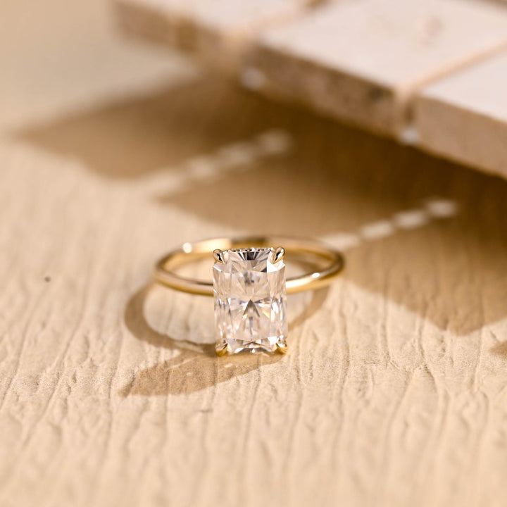 2.0CT Radiant Cut Hidden Halo Moissanite Engagement Ring