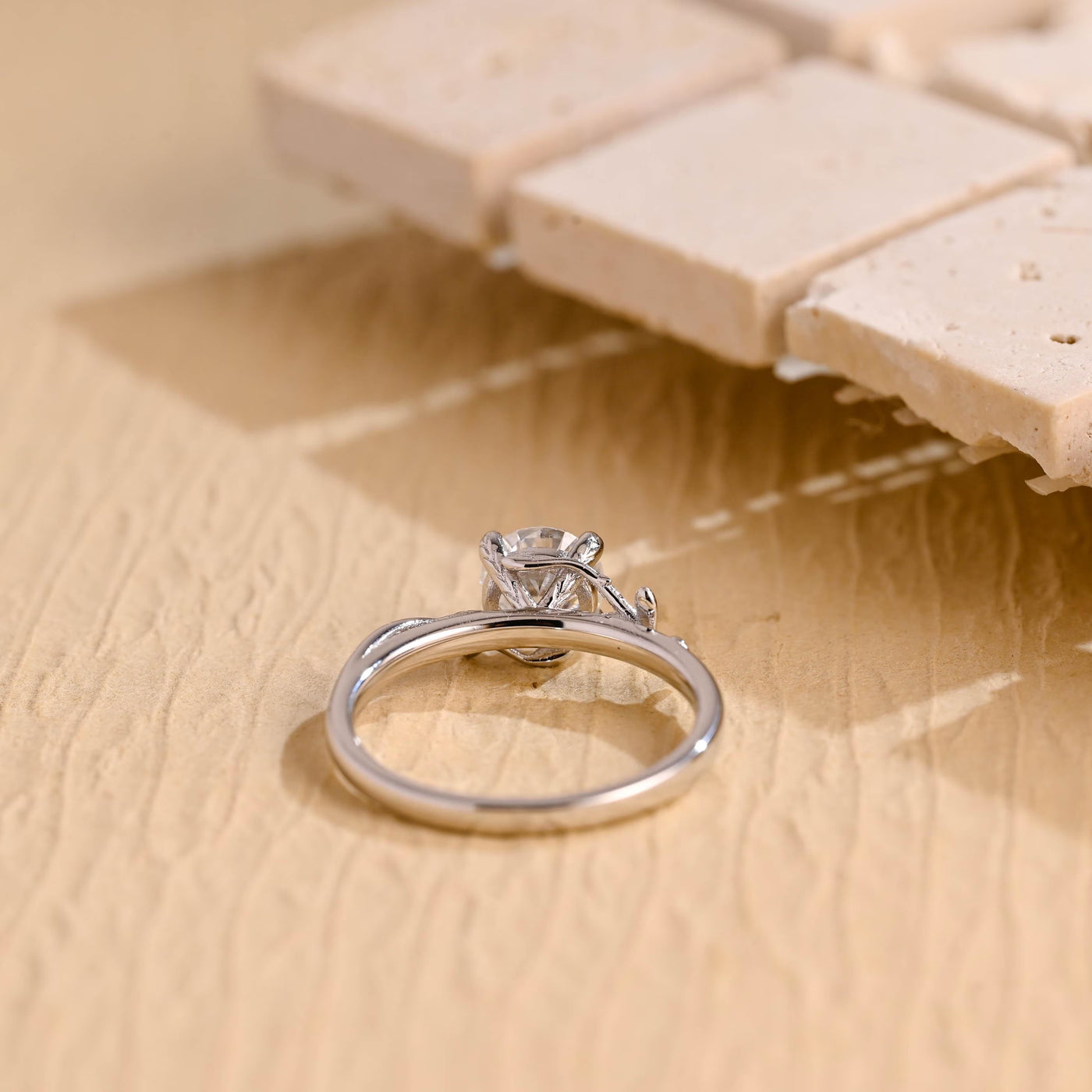 1.50 CT Round Brilliant Nature Inspired Moissanite Engagement Ring