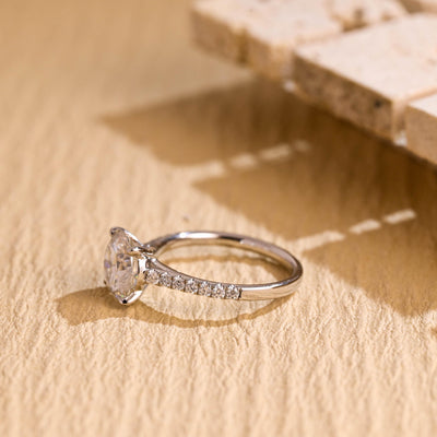 1.0CT Round Brilliant Pave Setting Moissanite Engagement Ring