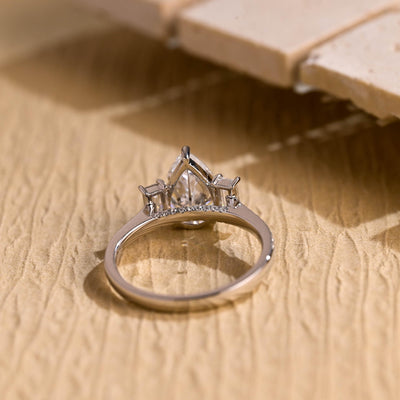 1.50 CT Pear Diamond Three Stone Moissanite Engagement Ring