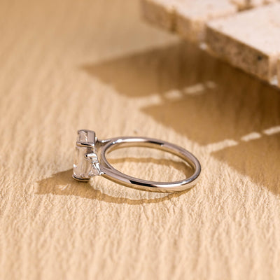 1.0CT Emerald Cut Cluster Diamond Moissanite Engagement Ring