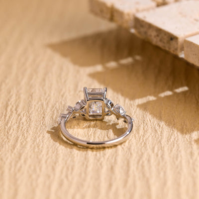 1.50CT Emerald Cut Nature Inspired Moissanite Engagement Ring
